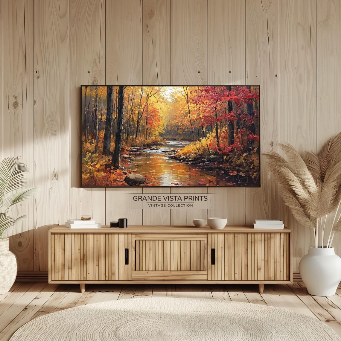 Autumn Forest River Golden Fall Colors Landscape Painting Poster - Image 2