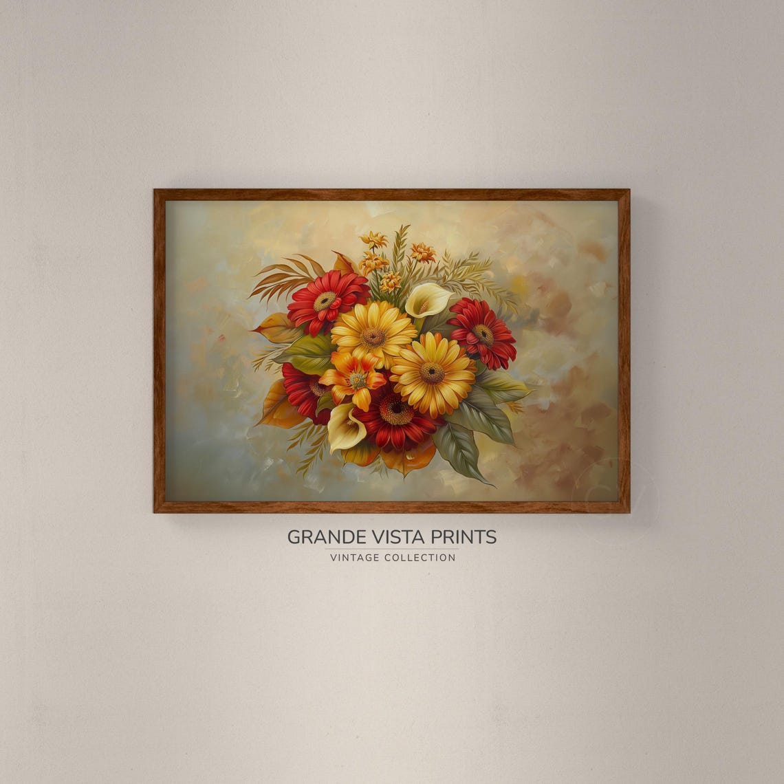 Red Yellow Orange Gerbera Daisy Calla Lily Bouquet Floral Poster - Image 2