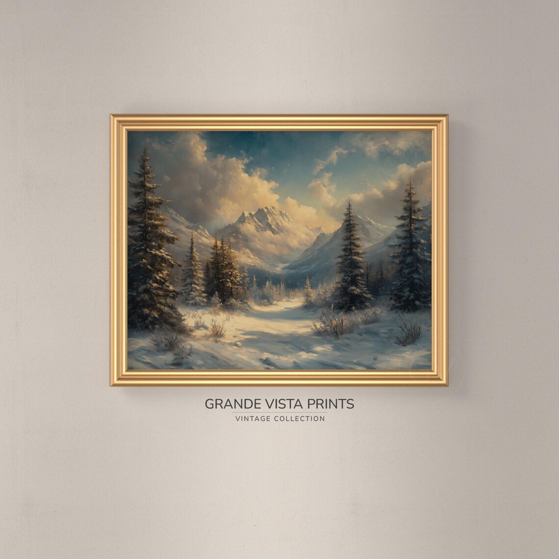 Winter Mountain Range Wall Art Winter Forest Landscape Artwork Winter Mountain Landscape Painting Gv4755 - Image 3