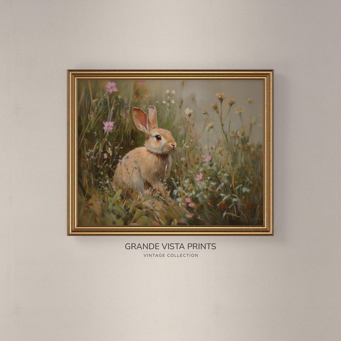 Spring Easter Bunny Painting, Easter Animal Portrait - Image 3