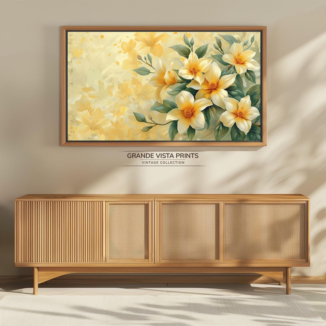 Golden Yellow Blossom Branch Spring Floral Painting Wall Poster - Image 4
