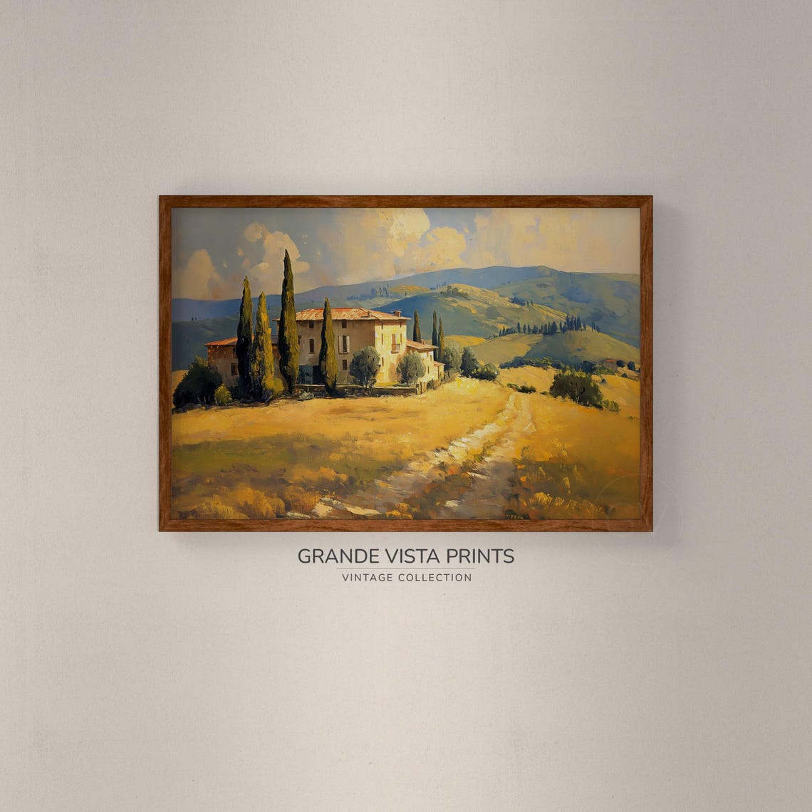 Tuscan Villa With Cypress Trees Golden Countryside Hills Italy Poster - Image 2