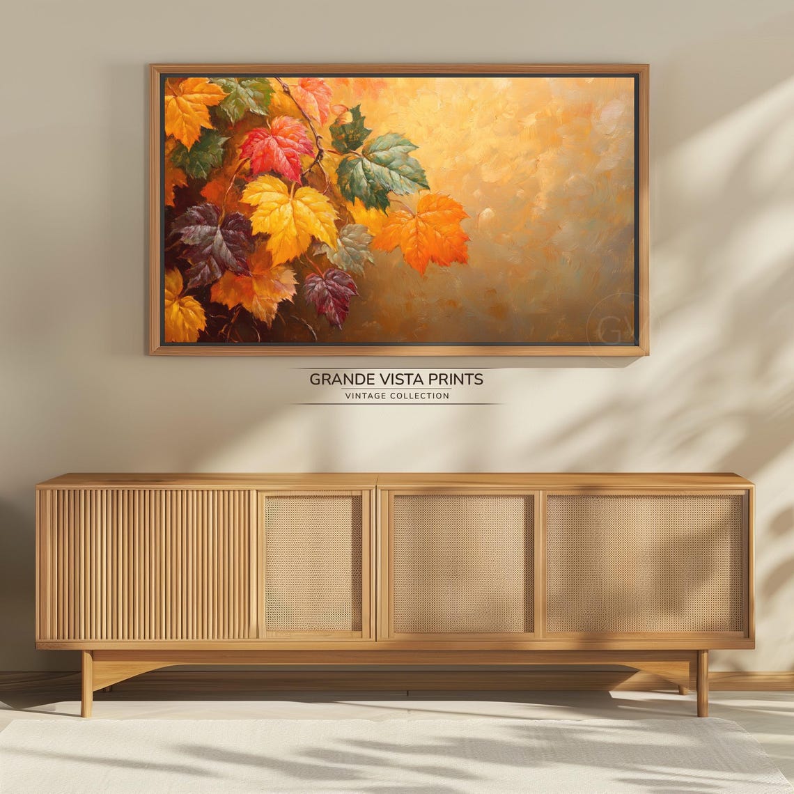 Maple Leaves Branch Golden Textured Fall Foliage Painting Poster - Image 4