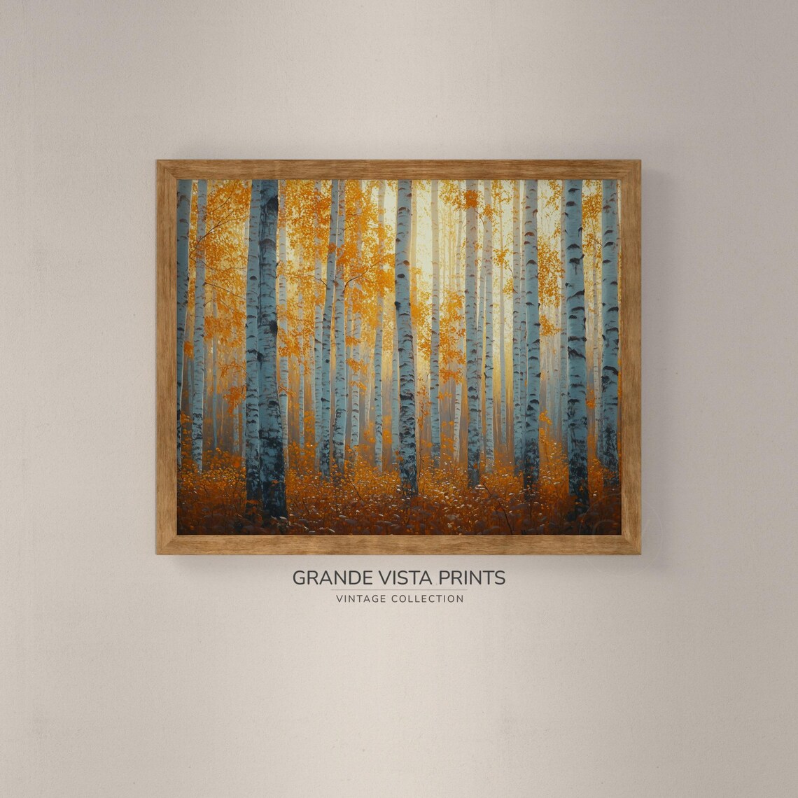 Luminous Golden Birch Grove Misty Light Vintage Autumn Poster - Image 4