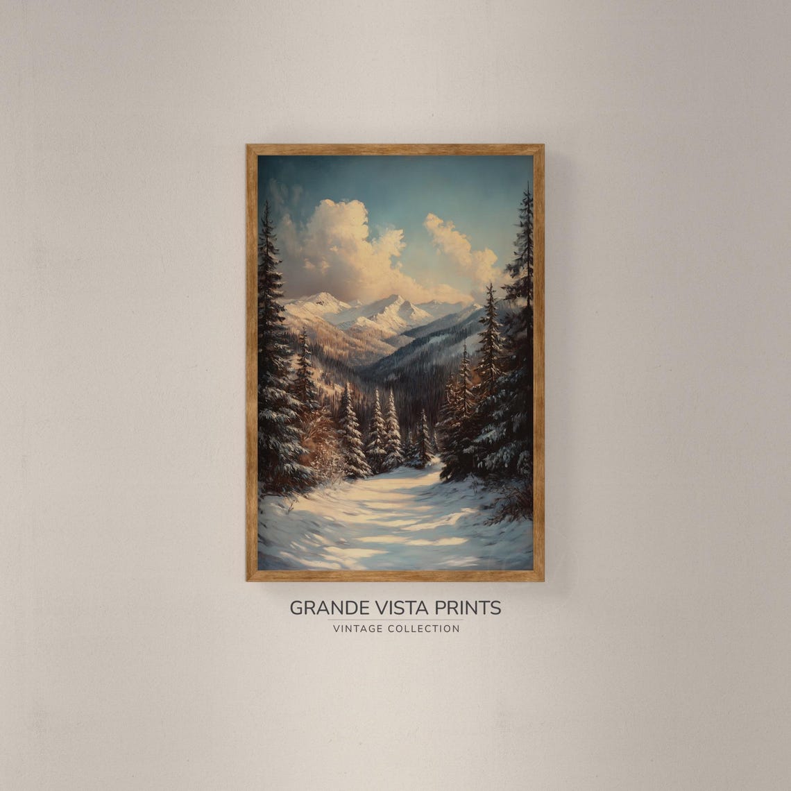 Snowy Mountain Valley Morning Light Winter Forest Landscape Poster - Image 2