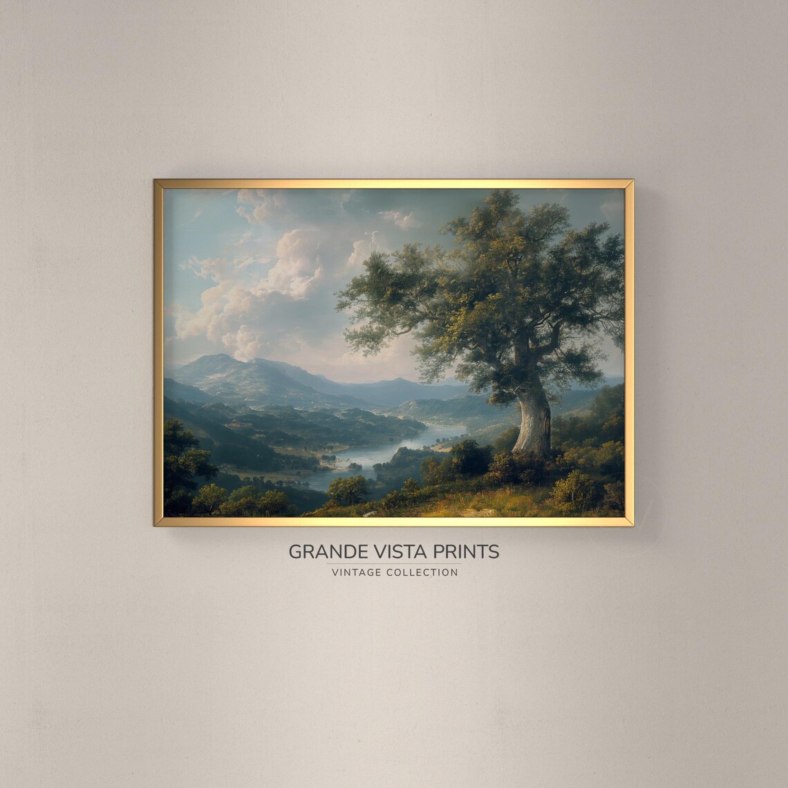 Lonely Tree On The Mountain Landscape Artwork Vintage Wall Art Instant Mountain Tree Print Gv4001