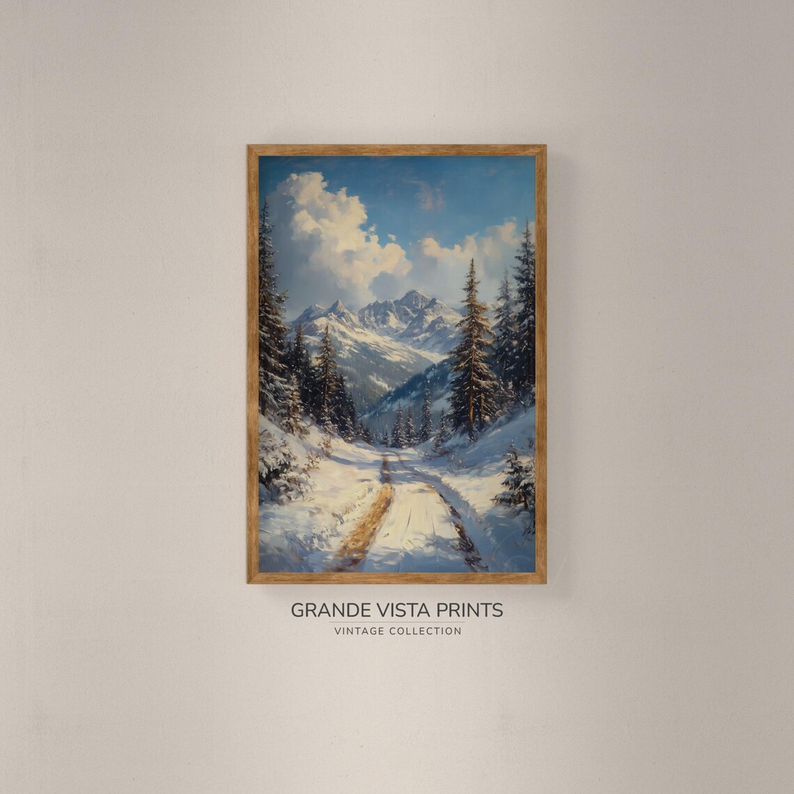 Winter Mountain Trail Wall Art Winter Mountain Landscape Painting Winter Mountain Forest Artwork Gv4766 - Image 2