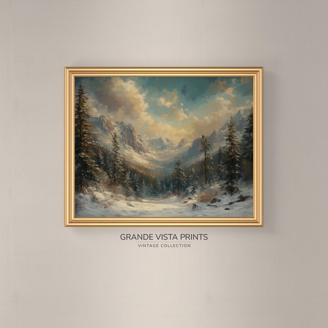 Winter Mountain Valley Landscape Winter Forest Landscape Artwork Winter Mountain Forest Painting Gv4754 - Image 3