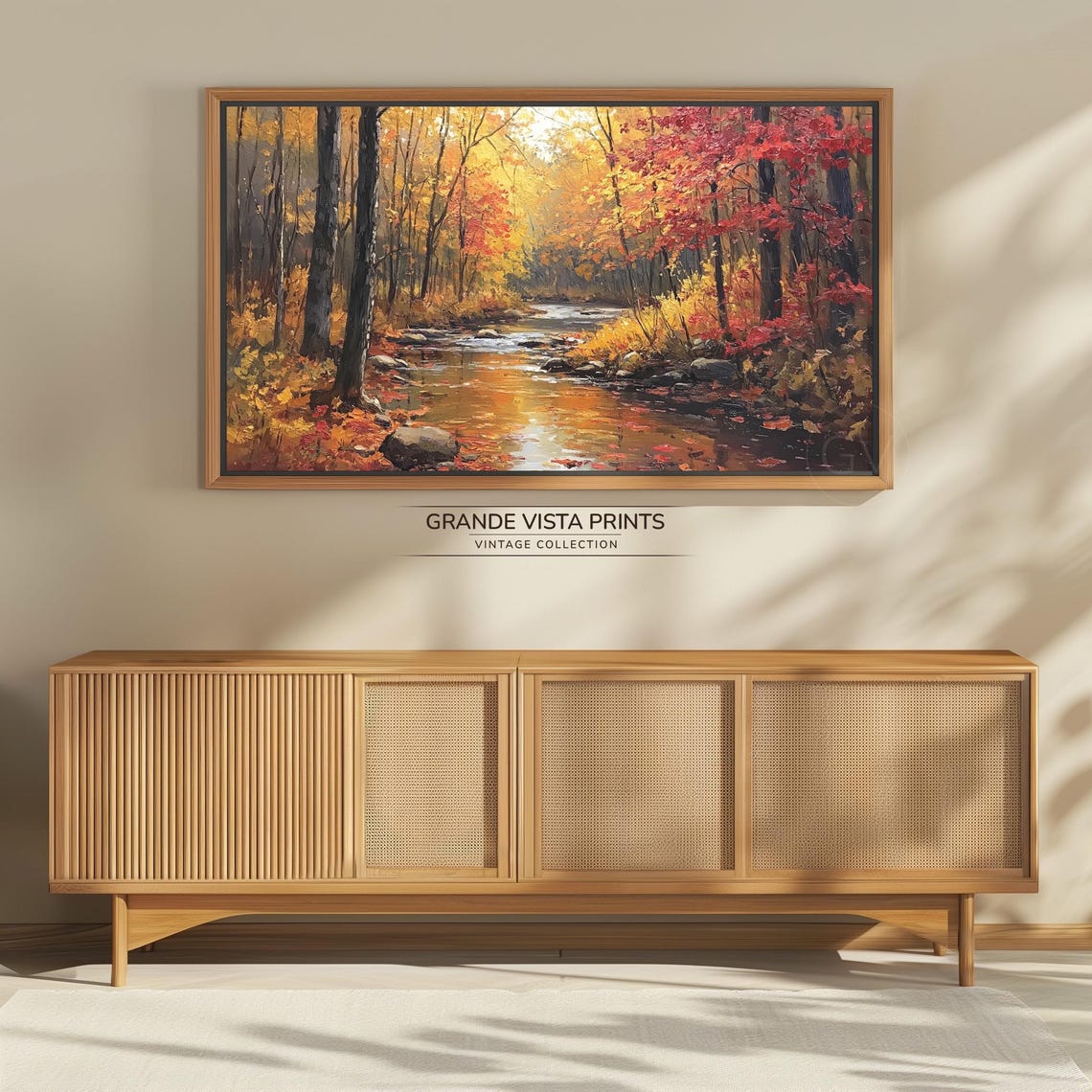 Autumn Forest River Golden Fall Colors Landscape Painting Poster - Image 4
