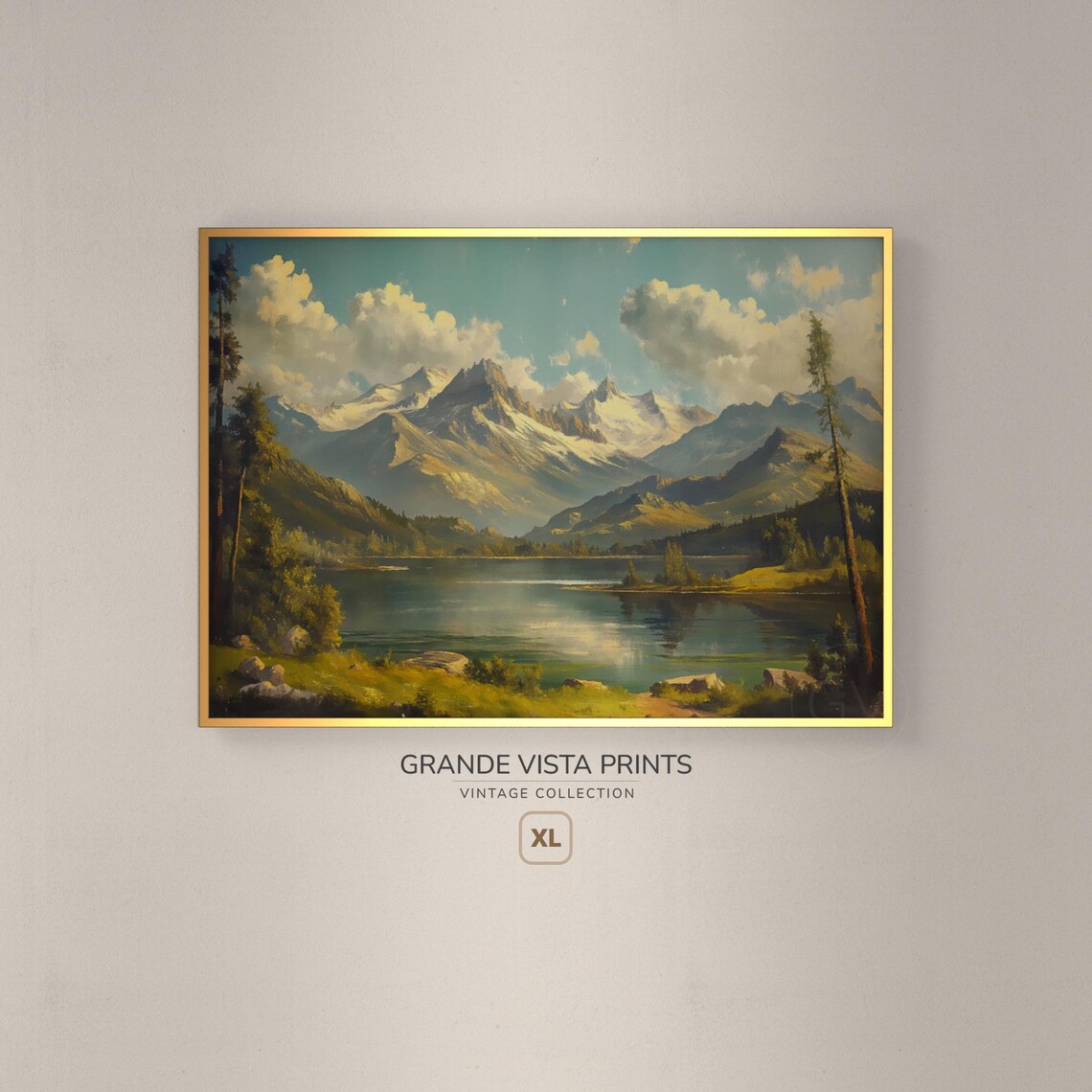 Spring Mountain Lake Landscape Painting Art Print