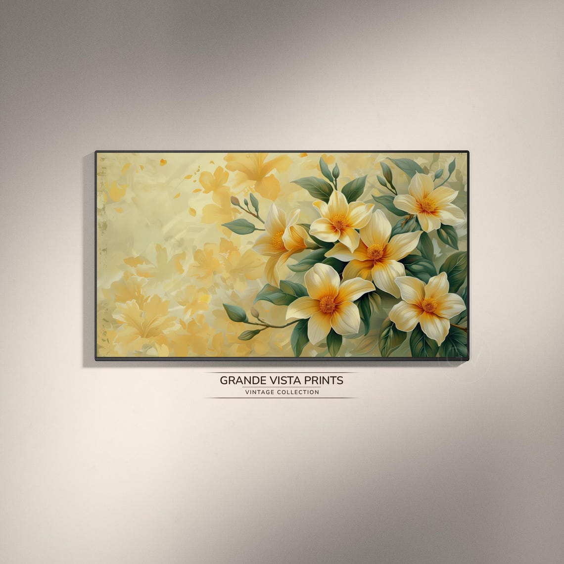 Golden Yellow Blossom Branch Spring Floral Painting Wall Poster