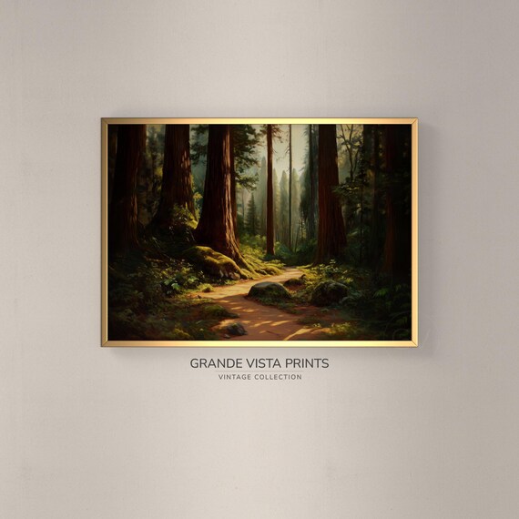 Forest Trees Landscape Painting Forest Painting Wall Art Forest Landscape Artwork Instant Gv4798