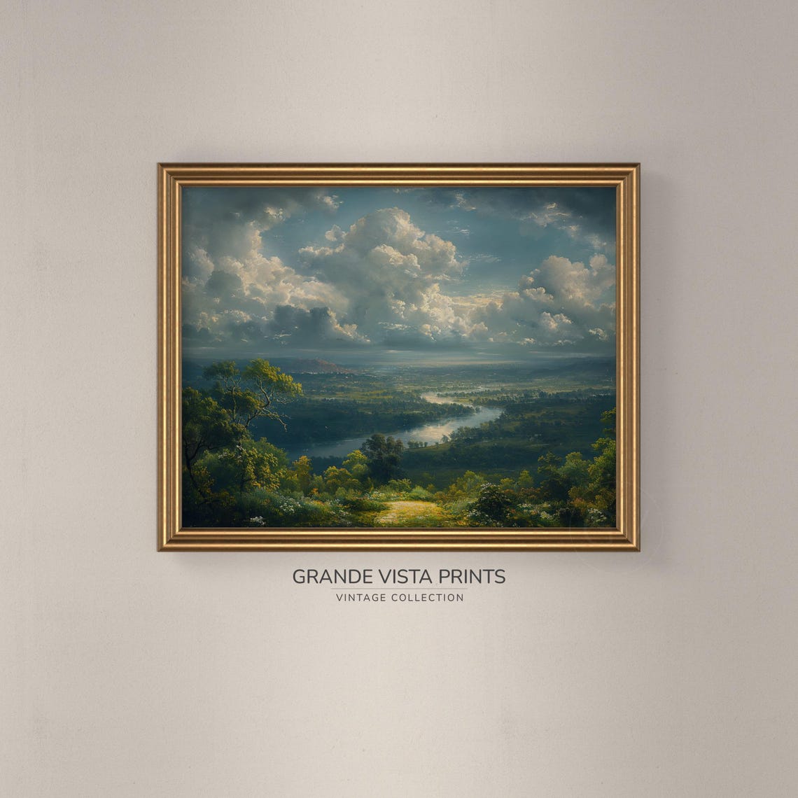Panoramic River Valley Hilltop Vista Vintage Landscape Wall Art Poster - Image 3