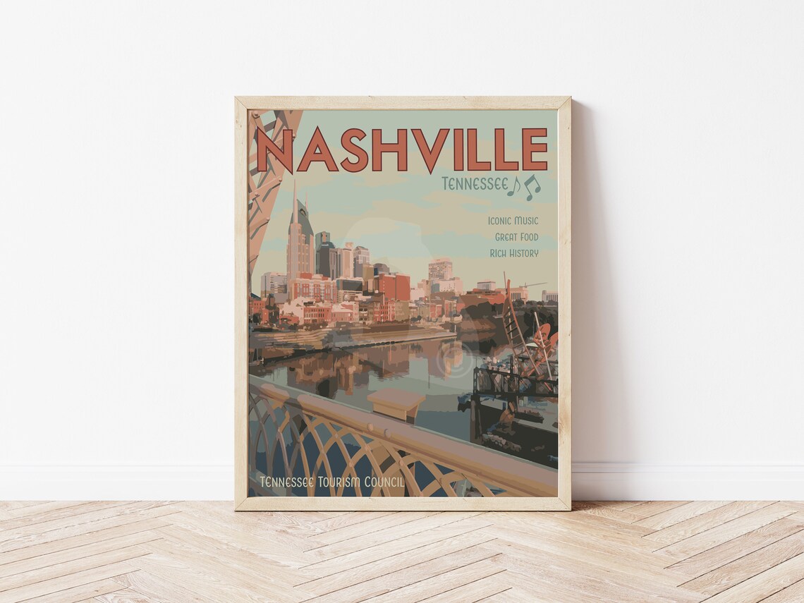 Nashville Tennessee Vintage Style Travel Poster