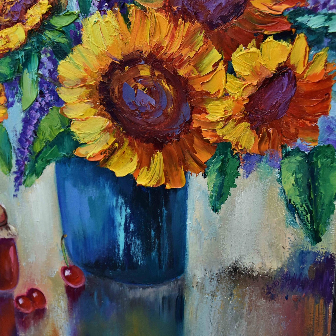 Sunflower Art Kitchen Art Food Flower Painting Sunflowers Painting Flower Oil Painting Hand Painted Food Oil Painting Still Life - Image 5