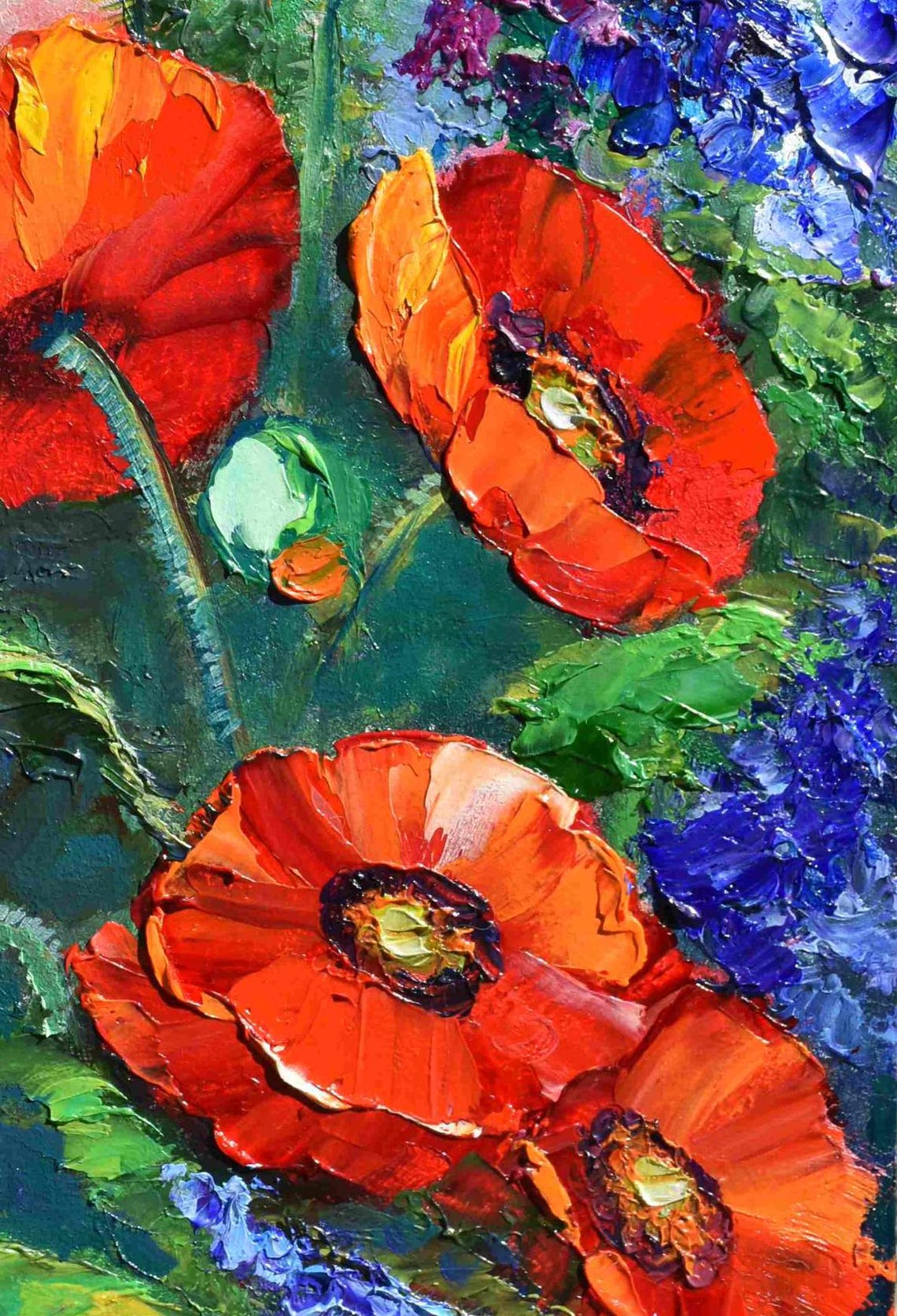 Poppy Painting Original Flowers Miniature Art Poppy Original Art Poppy Wall Art Floral Artwork Meadow Painting Floral Painting Flowers Paint - Image 4