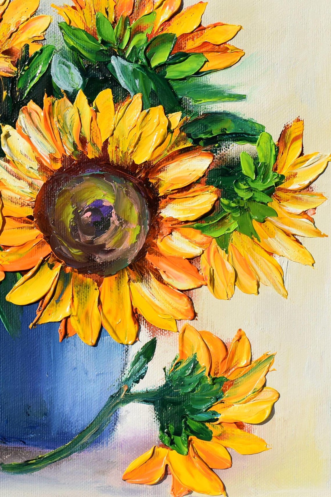 Sunflowers Oil Small Impasto Oil Painting Sunflowers Painting Impasto Painting Sunflower Wall Art Flower Painting Oil Art Textured Wall Art - Image 3