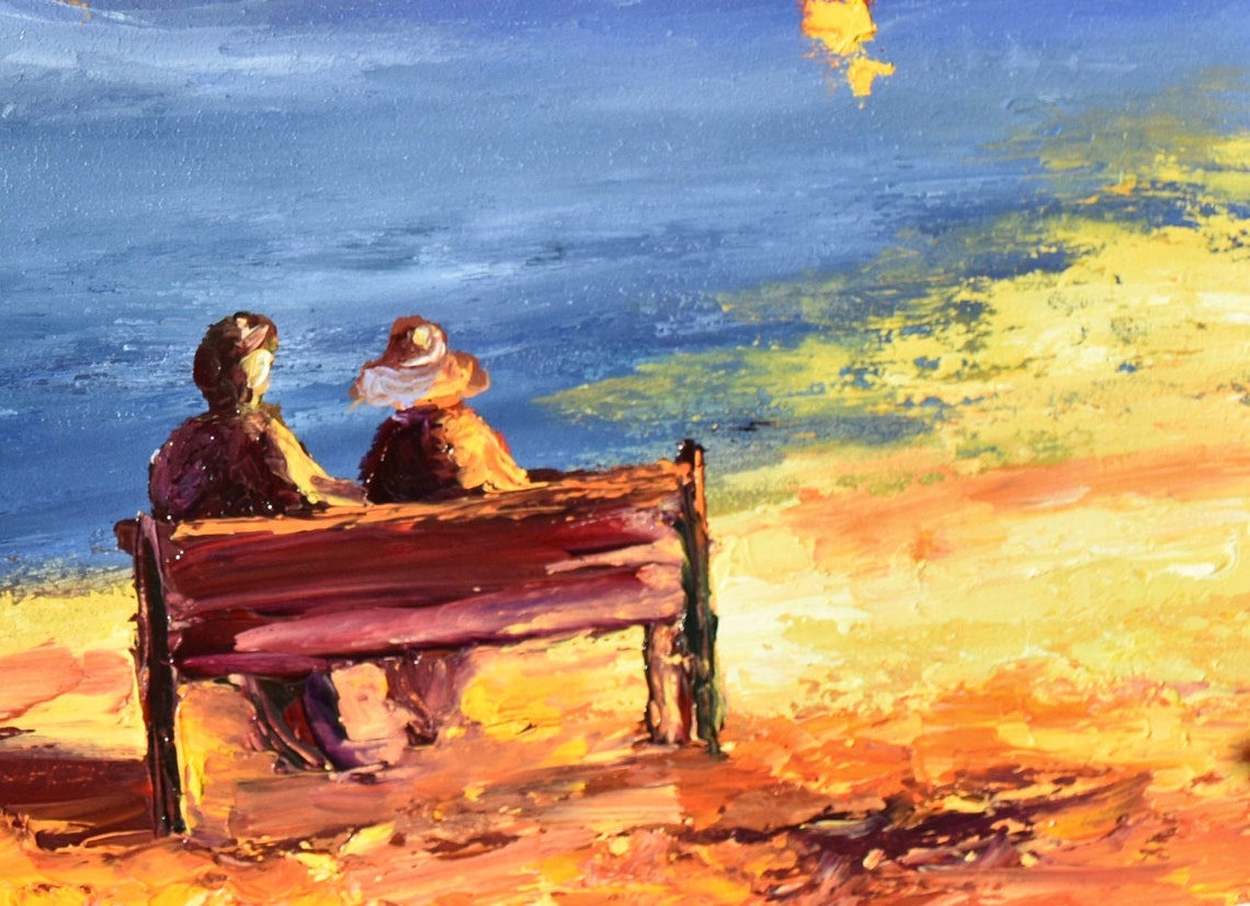 Fall Art Autumn Painting People In Love Art Forest Landscape Art Autumn Landscape Sunset Nature Sunset Landscape Oil Art River Bank Painting - Image 5