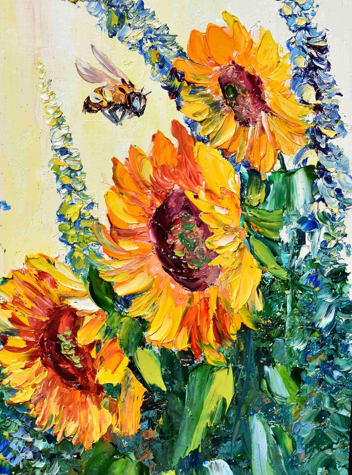 Oil Art Original Art Sunflower Art In Art Painting Floral Artwork Miniature Painting Impasto Painting Colorful Painting Small Oil Painting - Image 4