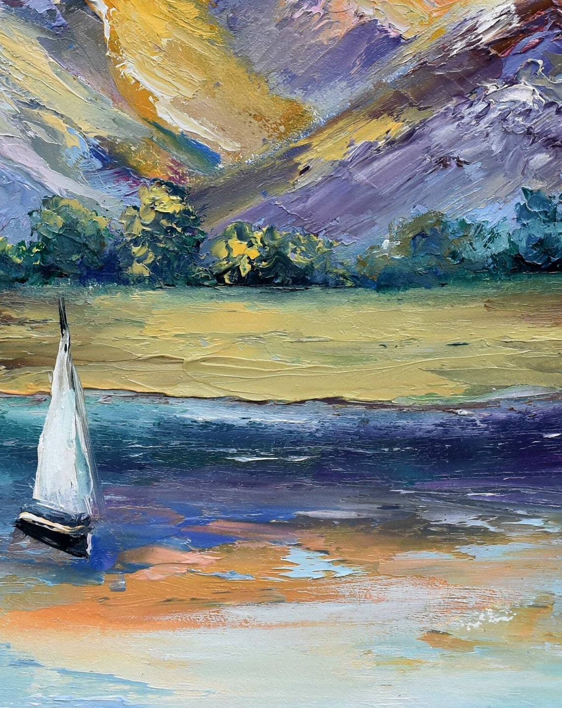 Sailboat Painting Boat Artwork Seascape Oil Painting Art Tropical Sailboat Oil Art Painting Sea Painting Beach Painting Seascape Painting - Image 5