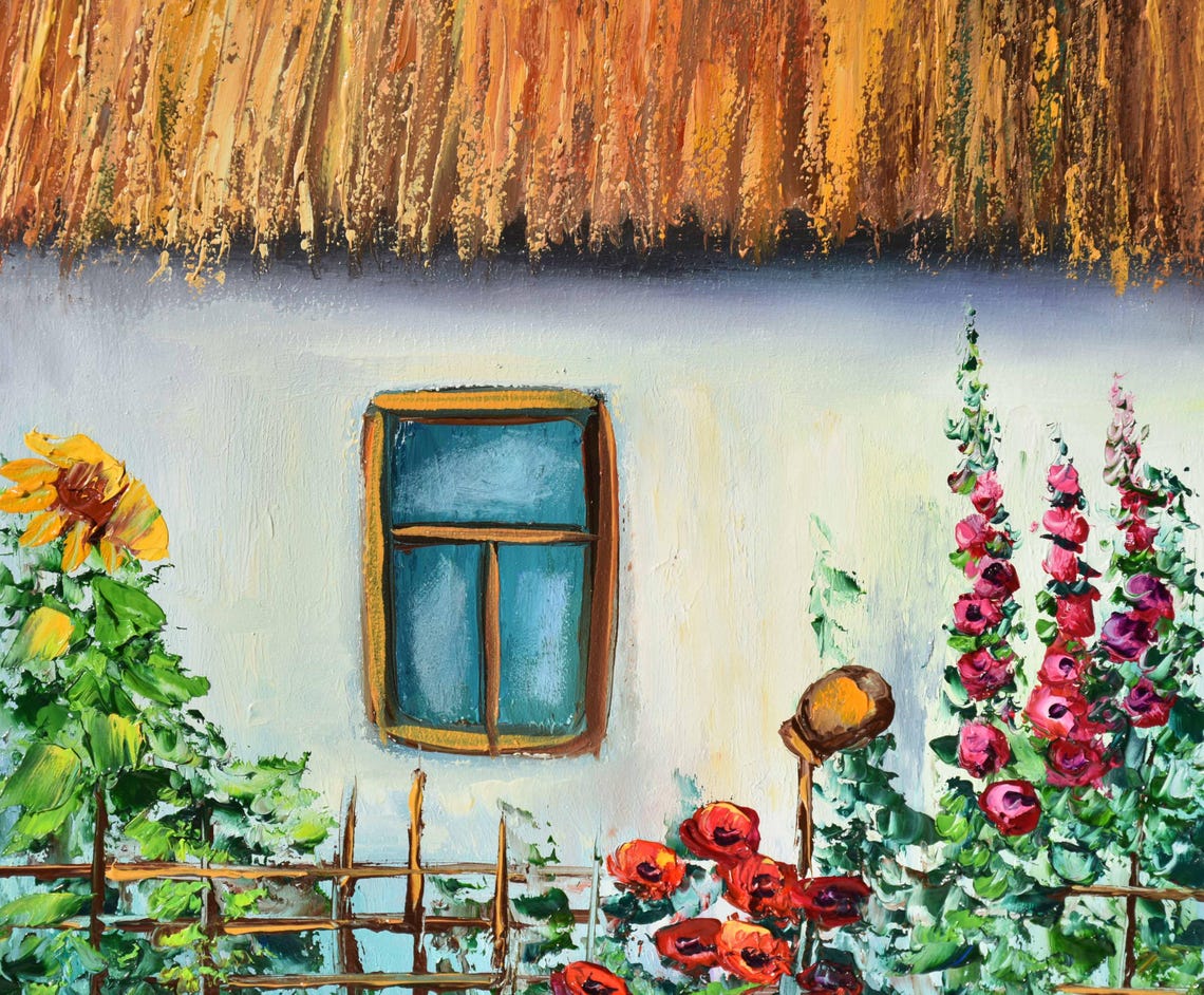 Ukrainian Art Summer Landscape Art Flower Artwork Landscape Painting Impasto Flowers Wall Art Garden Flowers Art Ukrainian House Art Poppies - Image 4