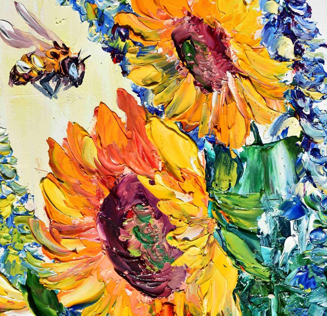 Oil Art Original Art Sunflower Art In Art Painting Floral Artwork Miniature Painting Impasto Painting Colorful Painting Small Oil Painting - Image 3