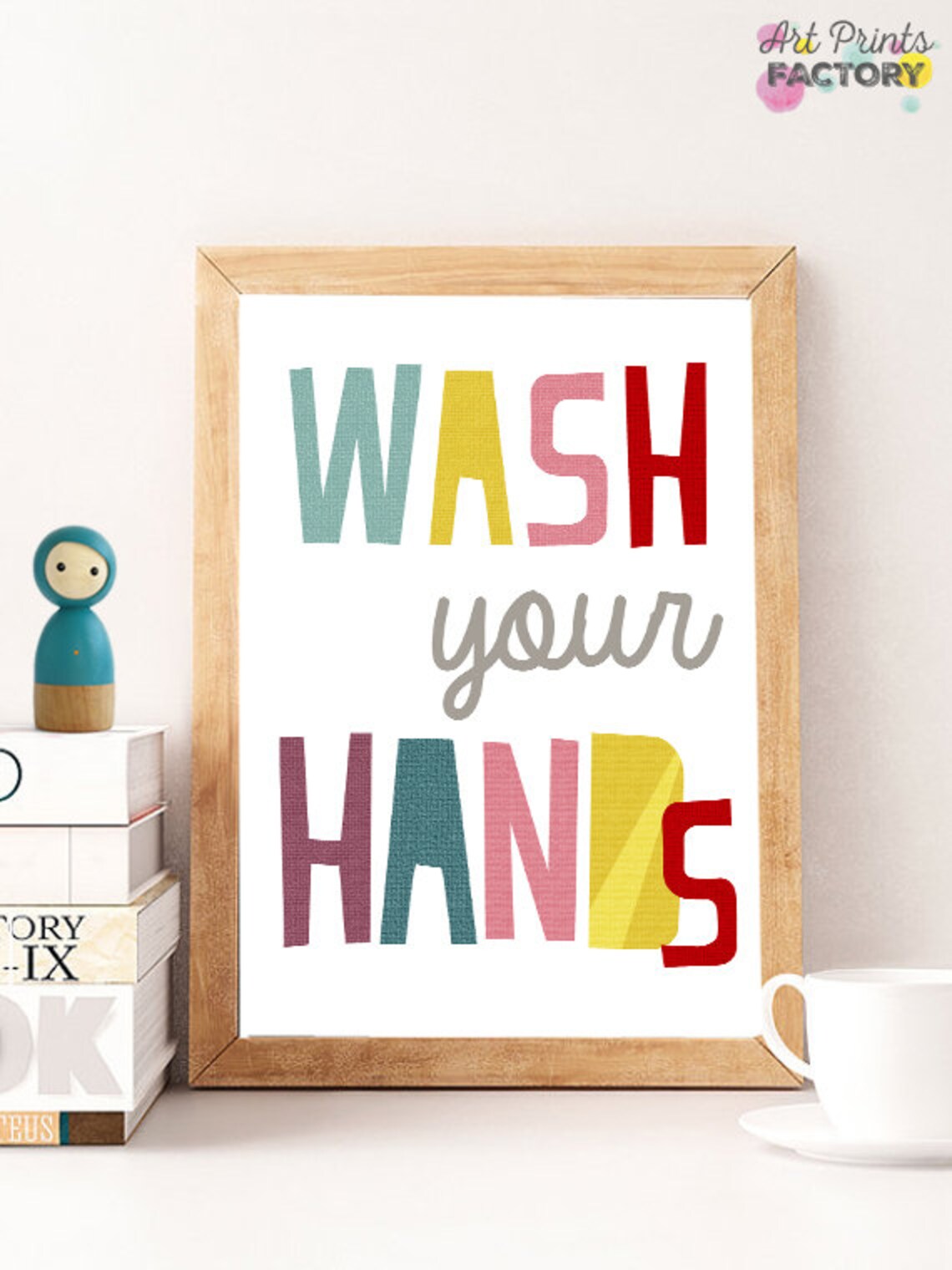 Wash Your Hands Kids Bathroom Wall Art Print