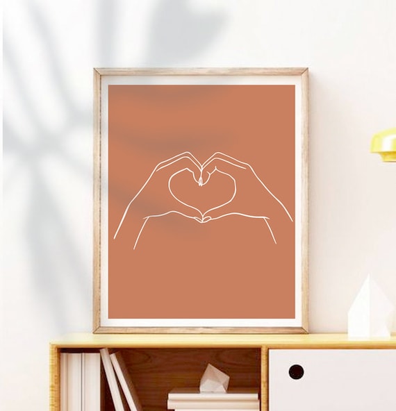 Lovers Hands One Line Draw, Modern Line Art Print