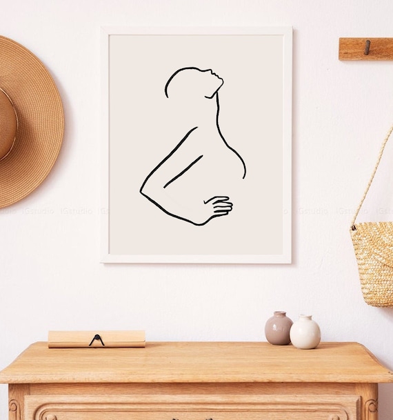 Woman Silhouette Line Drawing Abstract Body Art Print Boho Wall Terracotta Minimal Modern Figure Fashion
