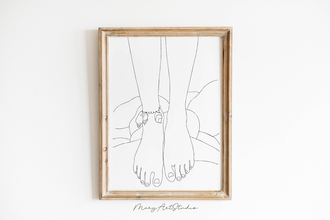 Carefree Dangling Bare Feet With Anklet Minimalist Line Art Poster