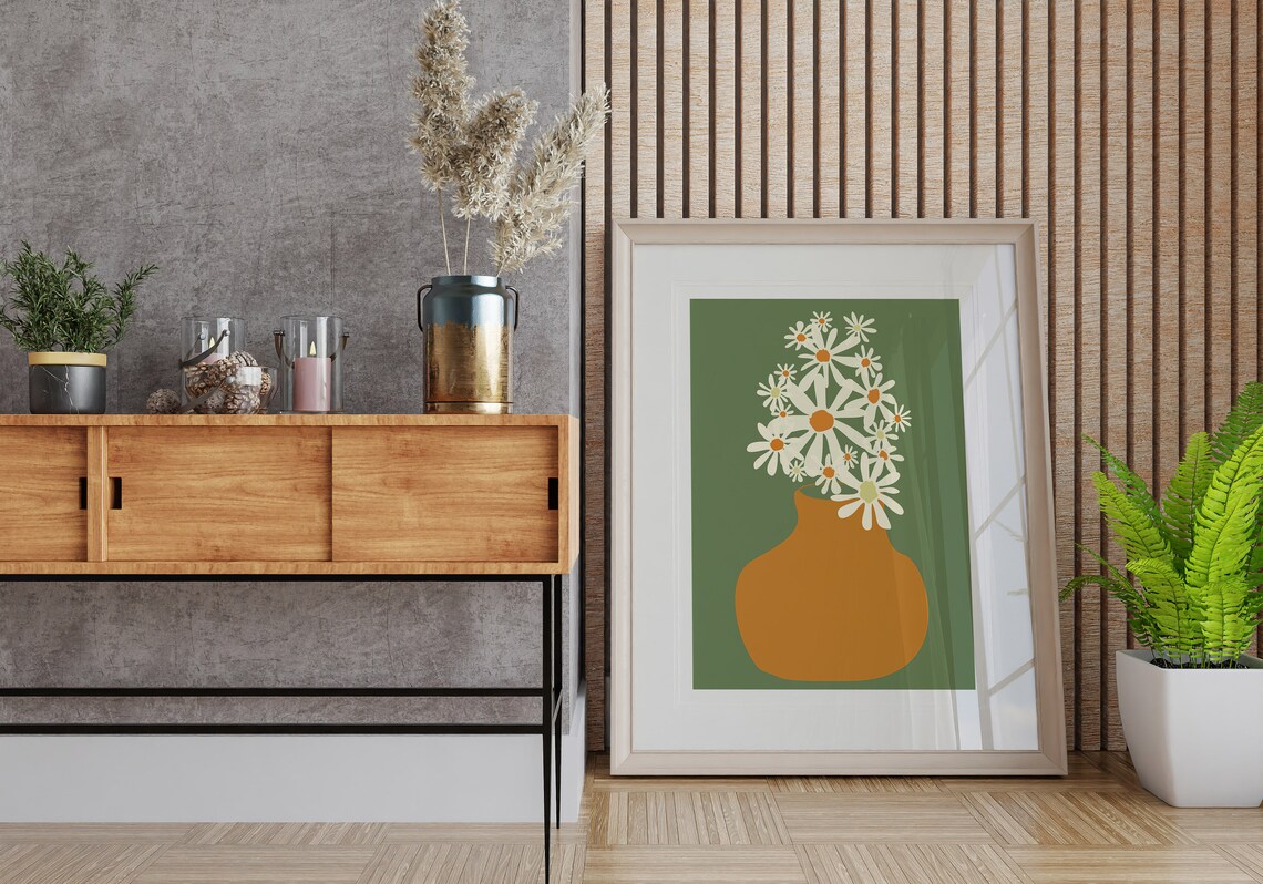 Retro Daisies Botanical Art Print, Floral Bouquet - Image 3