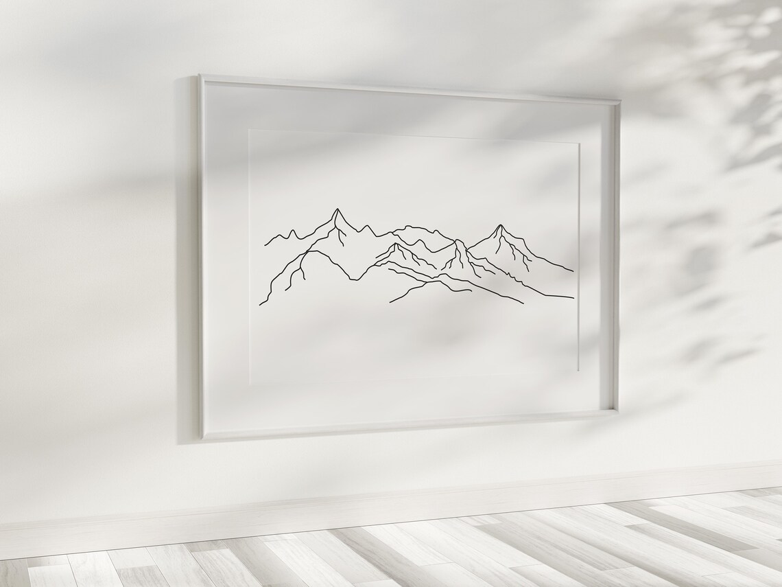 Abstract Mountain Line Art Print, Minimalist Landscape - Image 3