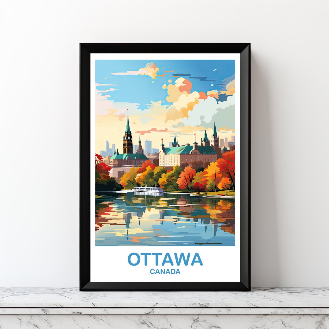 Ottawa Travel Wall Print Ontario Travel Wall Art Ottawa Wall Art Poster City Skyline Wall Art Canadian Parliament Hill T2naonot1 - Image 3