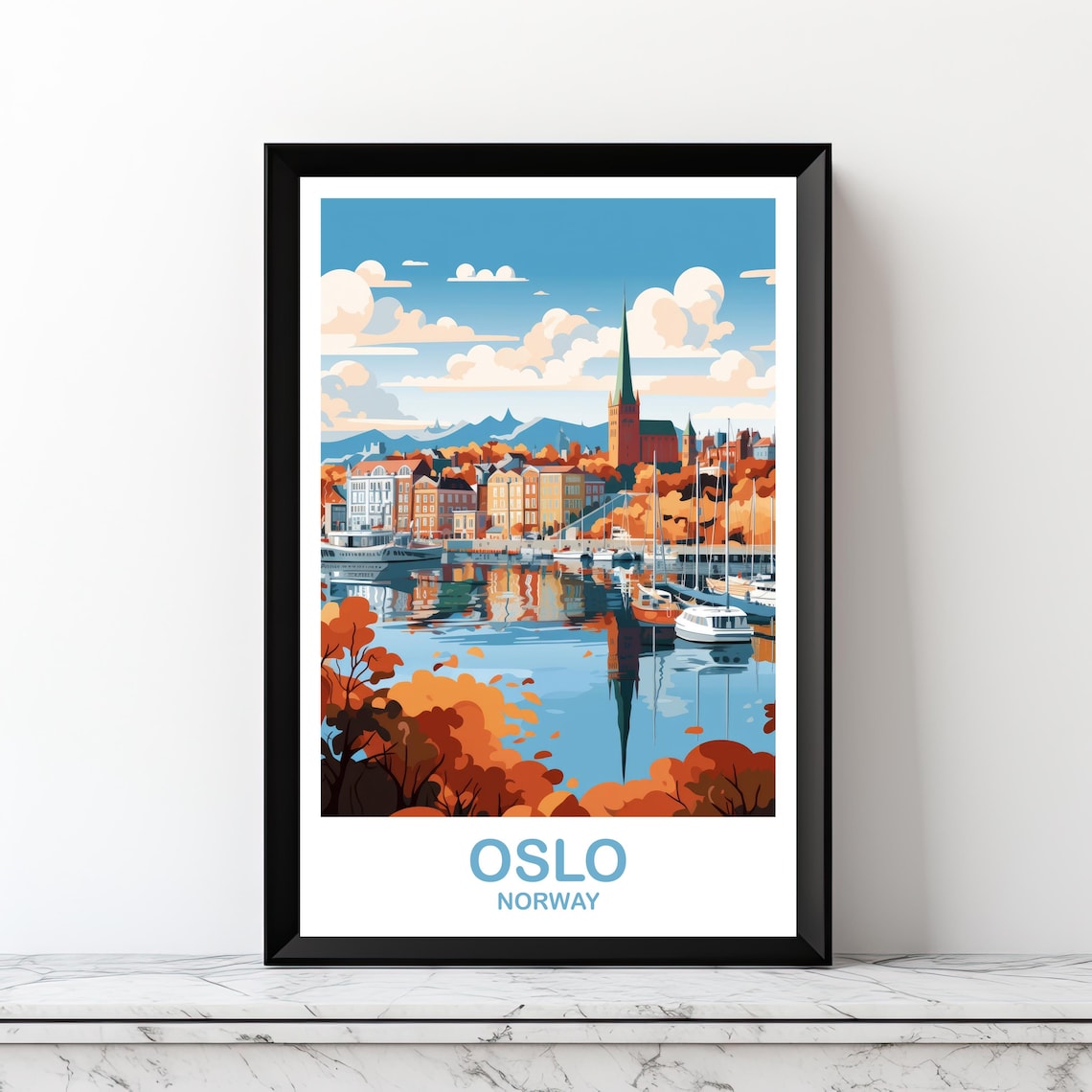 Oslo Norway Travel Poster, Europe Travel Print