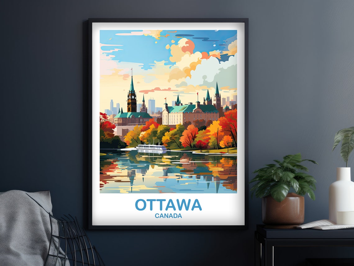 Ottawa Travel Wall Print Ontario Travel Wall Art Ottawa Wall Art Poster City Skyline Wall Art Canadian Parliament Hill T2naonot1 - Image 2