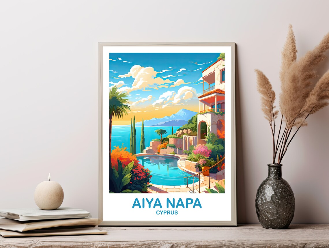 Aiya Napa Travel Art Cyprus Wall Art Aiya Napa Cyprus Wall Art Aiya Napa Print Travel Art Dt2eucyan1 - Image 3