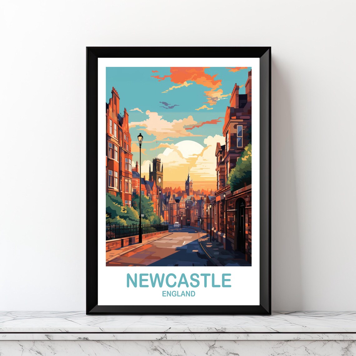 Newcastle England Travel Poster, Travel Poster