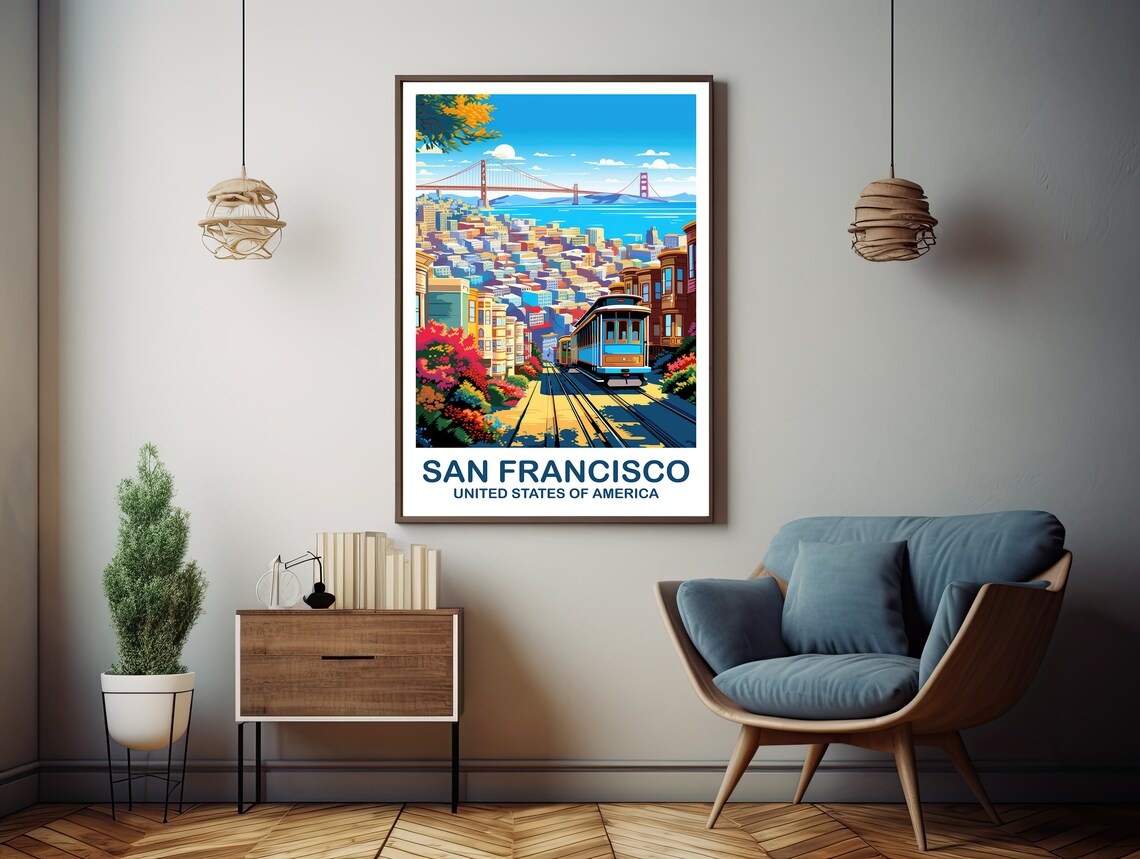 San Francisco Travel Poster, California City Skyline - Image 3