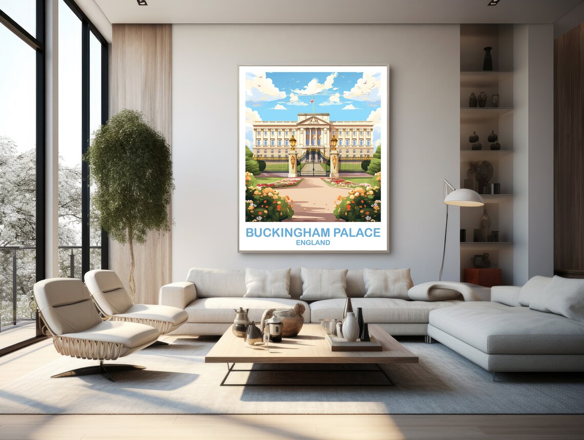 Buckingham Palace London England Royal Colorful Travel Poster - Image 2