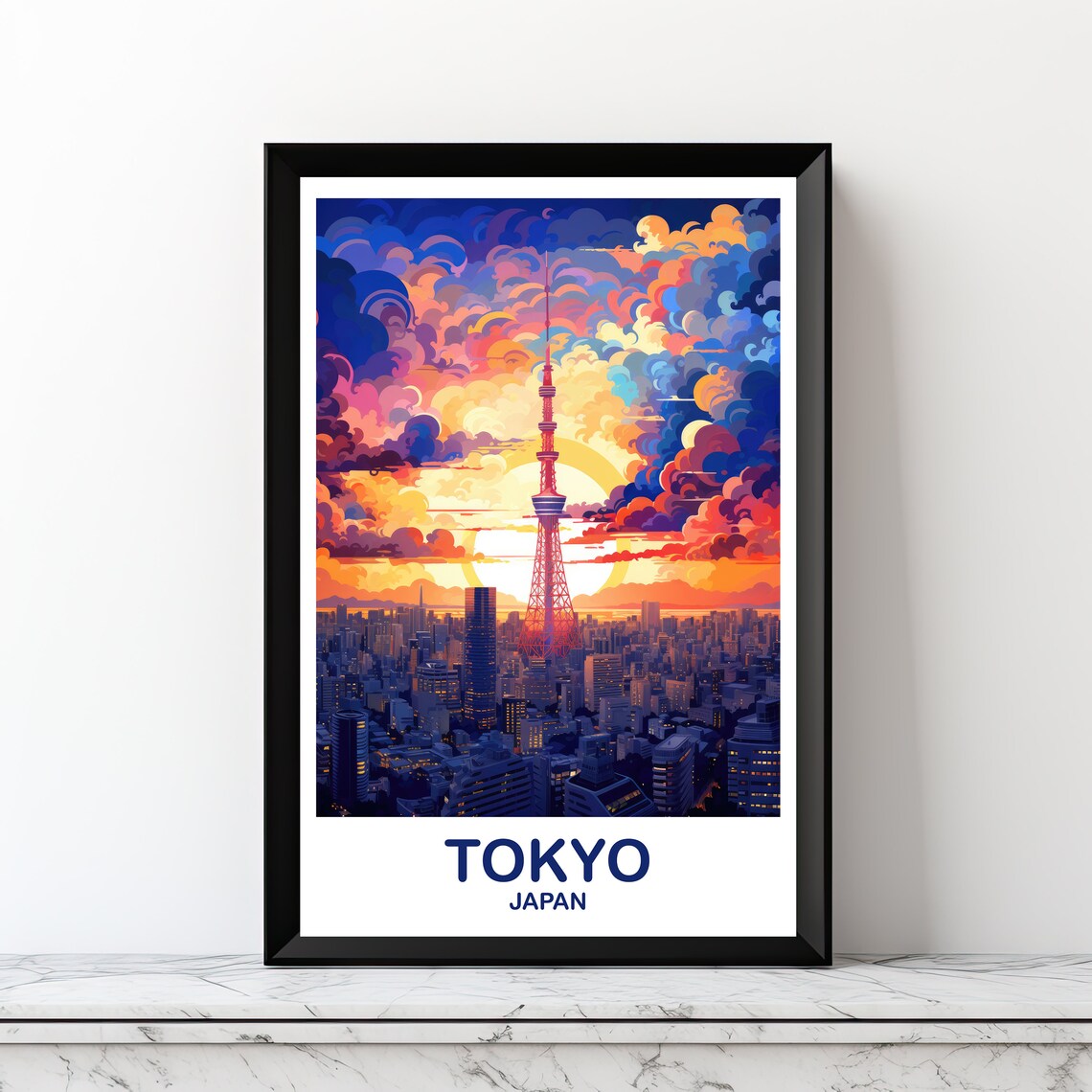 Tokyo Skyline Travel Poster, Japan City View