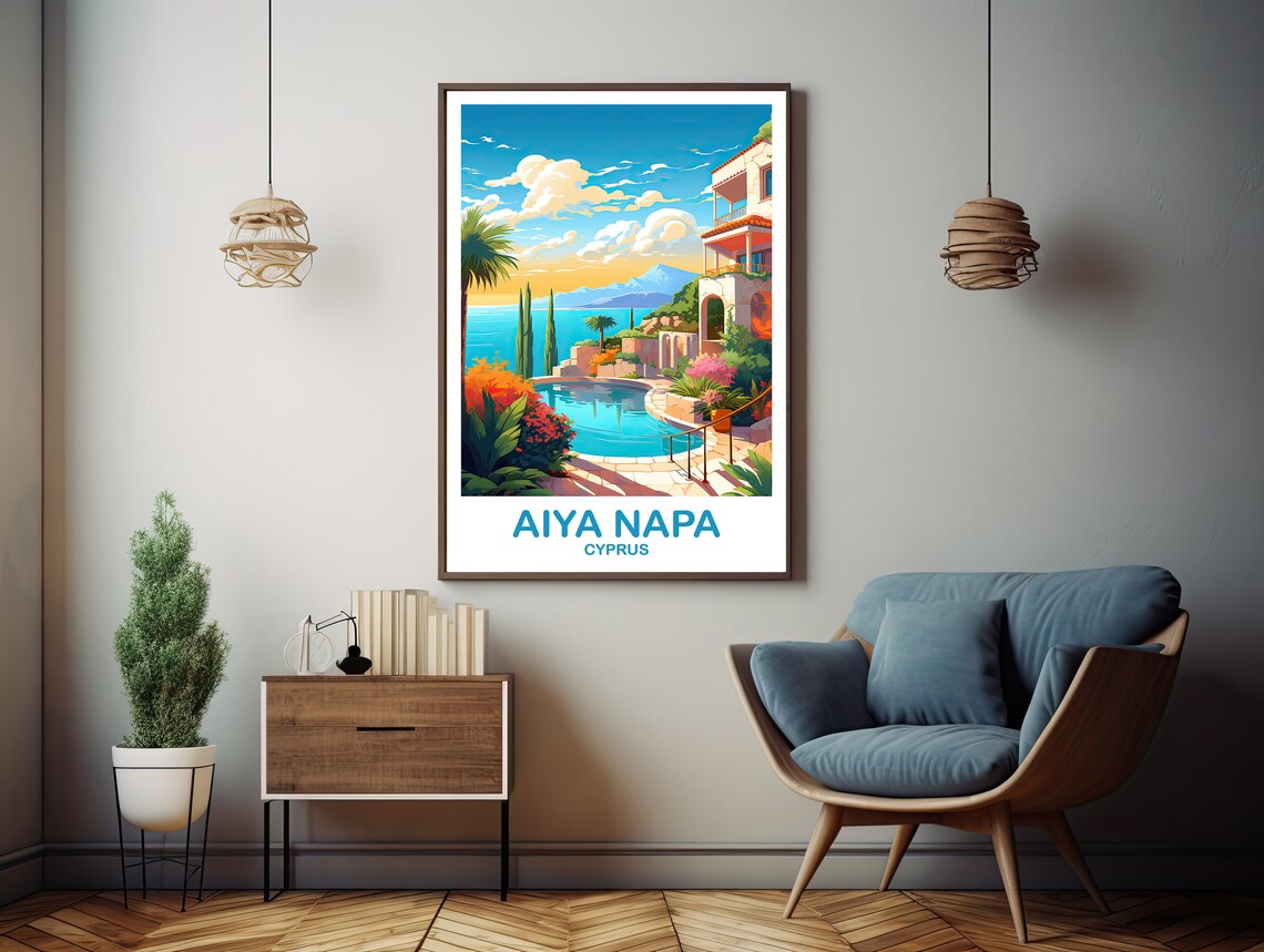 Aiya Napa Travel Art Cyprus Wall Art Aiya Napa Cyprus Wall Art Aiya Napa Print Travel Art Dt2eucyan1 - Image 2
