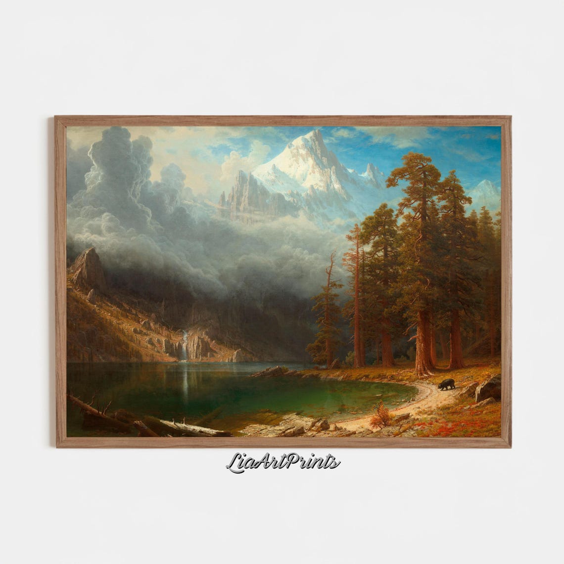 Majestic Mountain Landscape Wall Art Serene Lake Scene With Pine Forest Artwork For Nature Lovers - Image 2