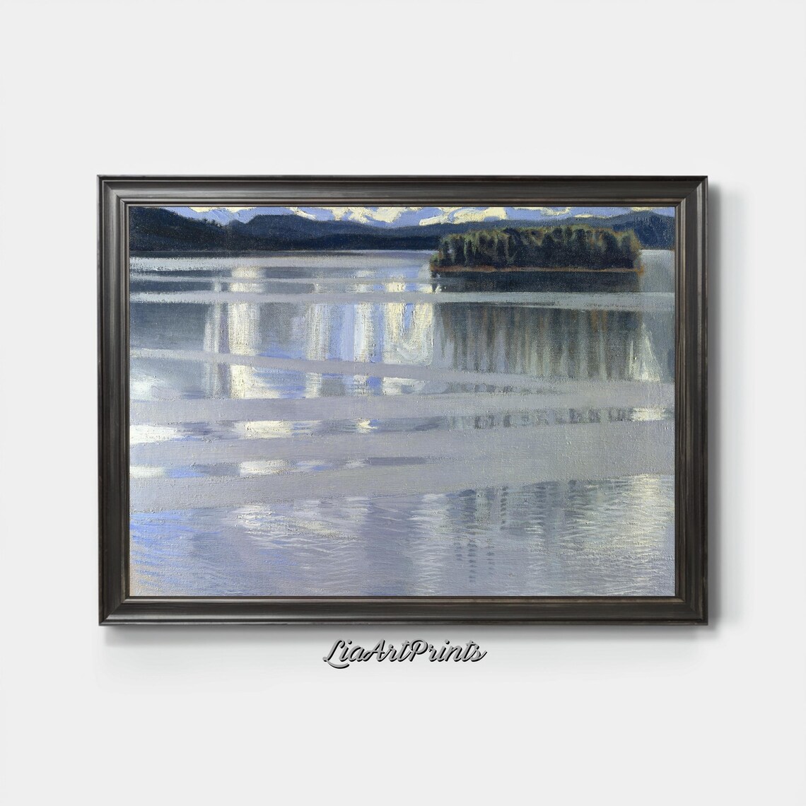Peaceful Lake Reflection, Serene Island Waterscape - Image 2