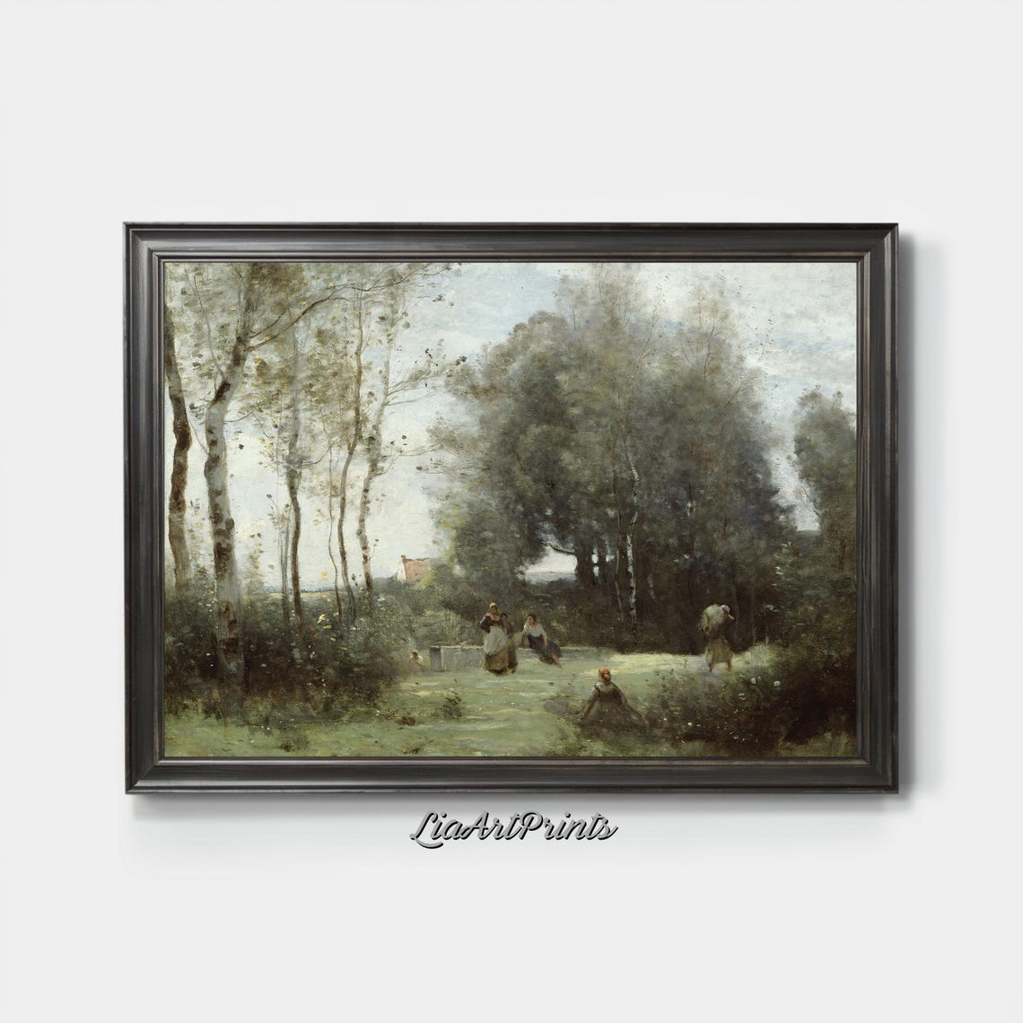 Misty Forest Clearing with Peasant Women Vintage Woodland Poster - Image 3
