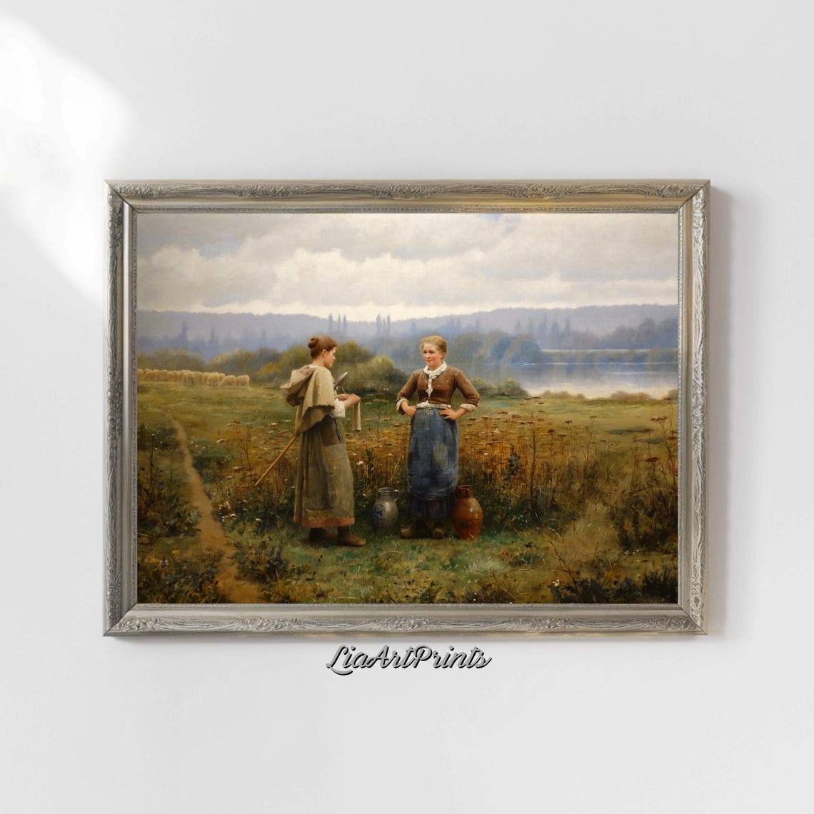 Two Peasant Women In Sunlit Field With Water Jugs Rustic Scene Poster - Image 4