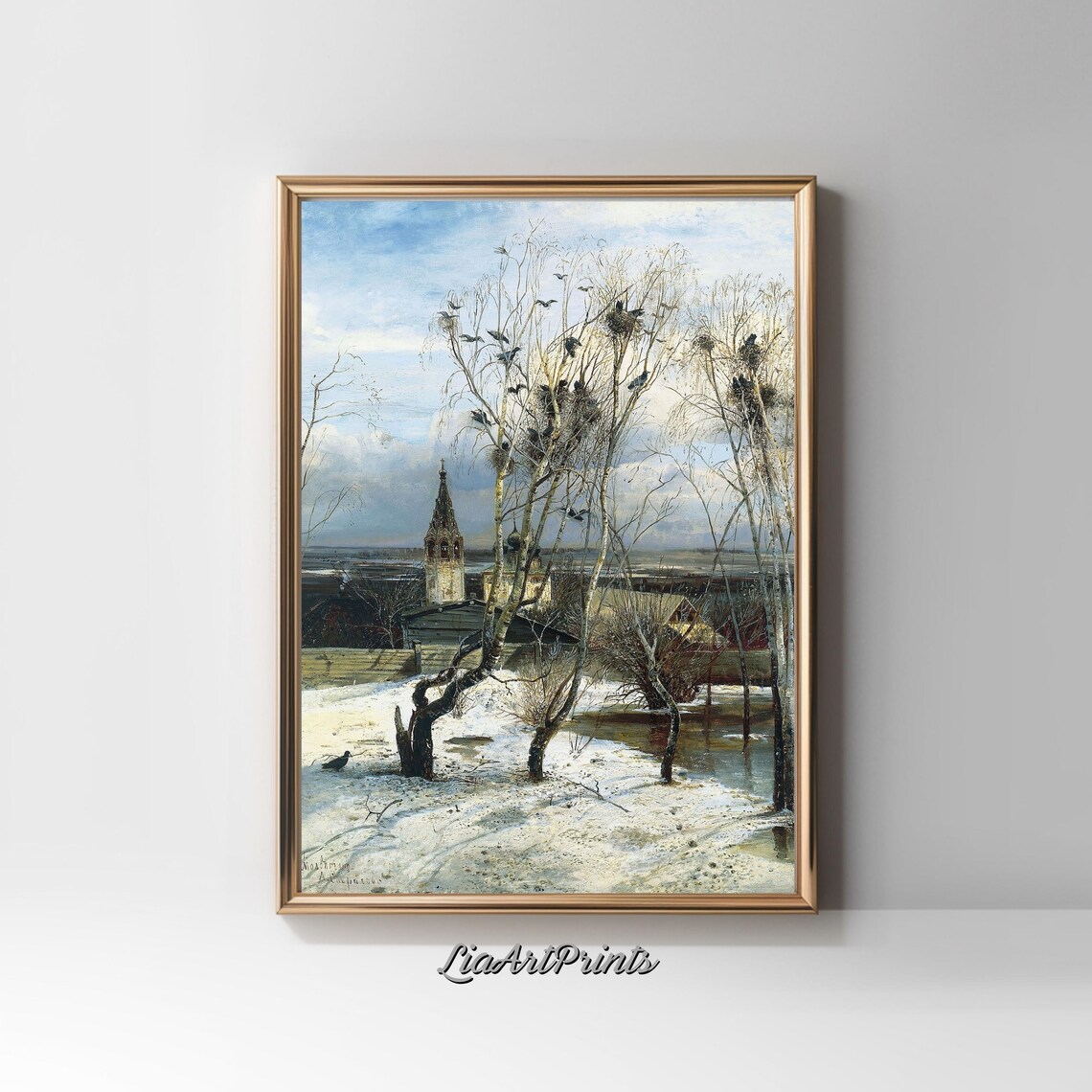 The Rooks Have Returned Alexei Savrasov Snowy Russian Spring Landscape Poster - Image 3