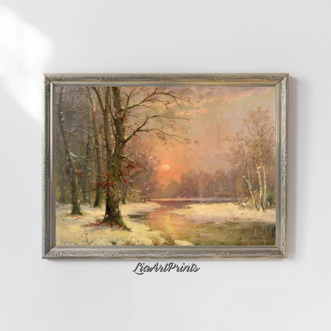 Winter Sunset Landscape, Snowy Forest Wall Art - Image 4