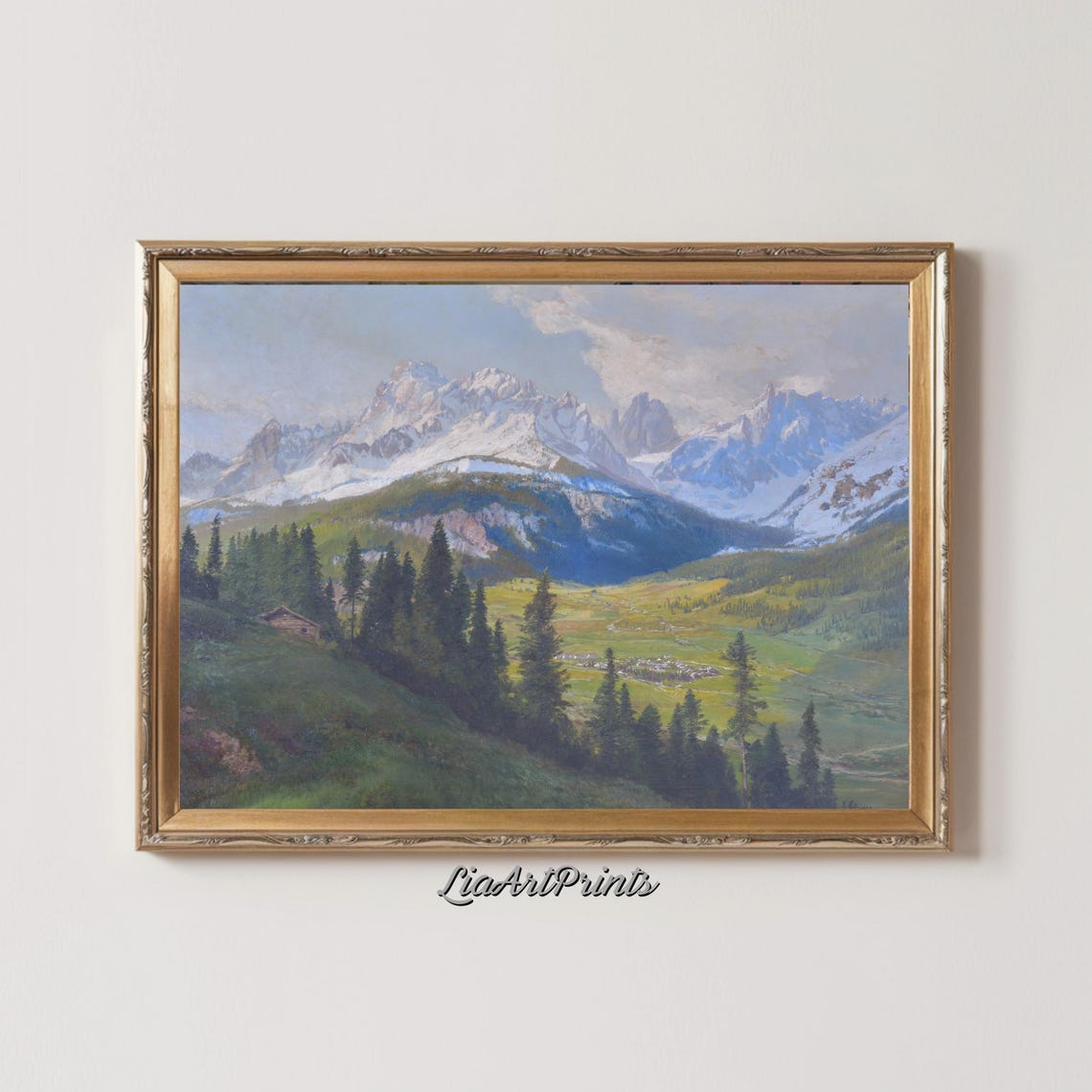 Majestic Mountain Valley Serene Alpine Landscape Art Peaceful Nature Scene - Image 4