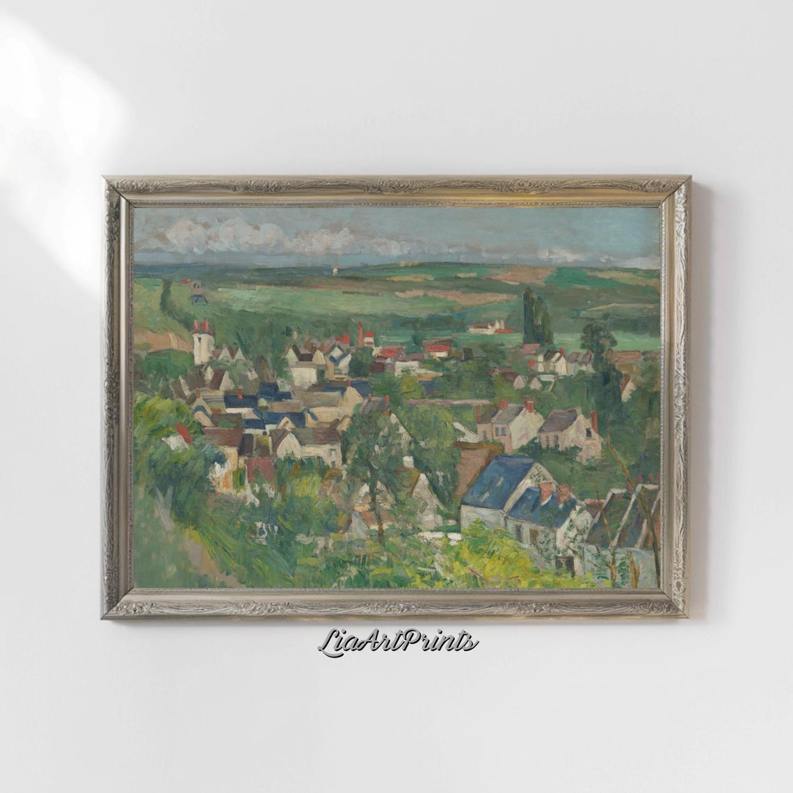 Panoramic French Village Among Green Hills Vintage Landscape Poster - Image 4