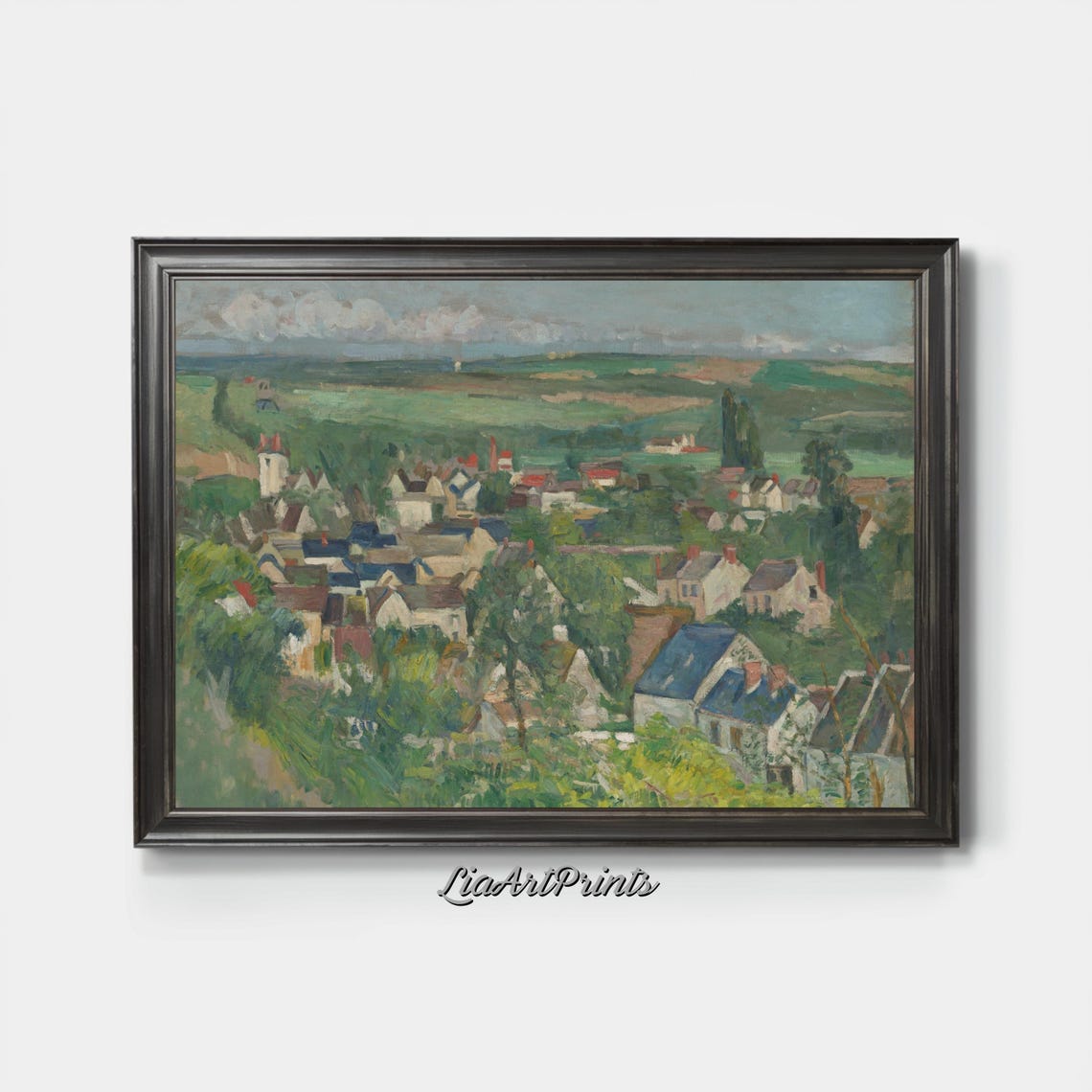 Panoramic French Village Among Green Hills Vintage Landscape Poster - Image 3